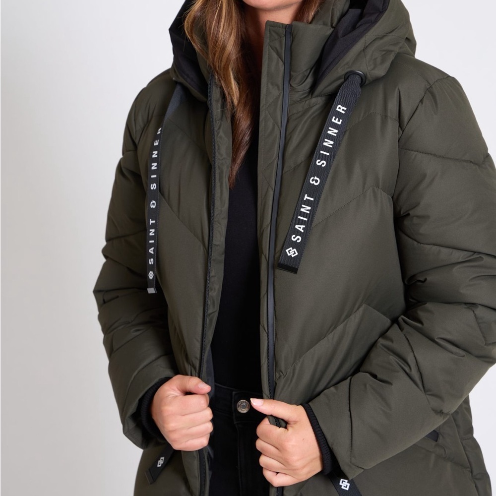 Saint & Sinner Women’s Long Padded Hooded Winter Coat - Picture 3 of 9